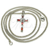 Collares con Dije 04.284.0008.5.22 Rodio Laminado, Diseño de Cruz, con Zirconia Cubica Granate y Blanca, Pulido, Rodinado (Grosor 02 MM, 22 Pulgadas de Largo)