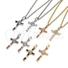 Collares con Dije 04.284.0008.5.22 Rodio Laminado, Diseño de Cruz, con Zirconia Cubica Granate y Blanca, Pulido, Rodinado (Grosor 02 MM, 22 Pulgadas de Largo)