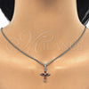 Collares con Dije 04.284.0009.5.22 Rodio Laminado, Diseño de Cruz, con Zirconia Cubica Granate y Blanca, Pulido, Rodinado (Grosor 02 MM, 22 Pulgadas de Largo)