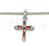 Collares con Dije 04.284.0009.5.22 Rodio Laminado, Diseño de Cruz, con Zirconia Cubica Granate y Blanca, Pulido, Rodinado (Grosor 02 MM, 22 Pulgadas de Largo)