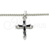 Collares con Dije 04.284.0009.6.22 Rodio Laminado, Diseño de Cruz, con Zirconia Cubica Negro y Blanca, Pulido, Rodinado (Grosor 02 MM, 22 Pulgadas de Largo)
