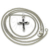 Collares con Dije 04.284.0009.6.22 Rodio Laminado, Diseño de Cruz, con Zirconia Cubica Negro y Blanca, Pulido, Rodinado (Grosor 02 MM, 22 Pulgadas de Largo)