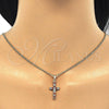 Collares con Dije 04.284.0007.1.22 Oro Laminado, Diseño de Cruz, con Granate and Blanca Zirconia Cubica, Pulido, Tono Dorado (02 MM Thickness, 22 Inches Length)