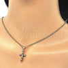 Collares con Dije 04.284.0007.1.22 Oro Laminado, Diseño de Cruz, con Granate and Blanca Zirconia Cubica, Pulido, Tono Dorado (02 MM Thickness, 22 Inches Length)