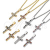 Collares con Dije 04.284.0007.1.22 Oro Laminado, Diseño de Cruz, con Granate and Blanca Zirconia Cubica, Pulido, Tono Dorado (02 MM Thickness, 22 Inches Length)