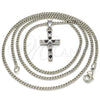 Collares con Dije 04.284.0007.6.22 Rodio Laminado, Diseño de Cruz, con Negro and Blanca Zirconia Cubica, Pulido, Rodinado (02 MM Thickness, 22 Inches Length)