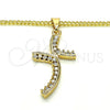 Collares con Dije 04.284.0014.22 Oro Laminado, con Blanca Zirconia Cubica, Pulido, Tono Dorado (02 MM Thickness, 22 Inches Length)