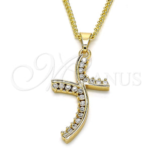 Collares con Dije 04.284.0014.22 Oro Laminado, con Blanca Zirconia Cubica, Pulido, Tono Dorado (02 MM Thickness, 22 Inches Length)