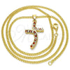 Collares con Dije 04.284.0014.1.22 Oro Laminado, con Granate and Blanca Zirconia Cubica, Pulido, Tono Dorado (02 MM Thickness, 22 Inches Length)
