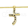 Collares con Dije 04.284.0014.2.22 Oro Laminado, con Negro and Blanca Zirconia Cubica, Pulido, Tono Dorado (02 MM Thickness, 22 Inches Length)