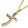 Collares con Dije 04.284.0014.2.22 Oro Laminado, con Negro and Blanca Zirconia Cubica, Pulido, Tono Dorado (02 MM Thickness, 22 Inches Length)