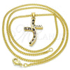 Collares con Dije 04.284.0014.2.22 Oro Laminado, con Negro and Blanca Zirconia Cubica, Pulido, Tono Dorado (02 MM Thickness, 22 Inches Length)