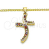 Collares con Dije 04.284.0014.3.22 Oro Laminado, con Multicolor Zirconia Cubica, Pulido, Tono Dorado (02 MM Thickness, 22 Inches Length)