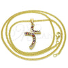 Collares con Dije 04.284.0014.3.22 Oro Laminado, con Multicolor Zirconia Cubica, Pulido, Tono Dorado (02 MM Thickness, 22 Inches Length)