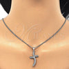 Collares con Dije 04.284.0014.4.22 Rodio Laminado, con Zirconia Cubica Blanca, Pulido, Rodinado (Grosor 02 MM, 22 Pulgadas de Largo)