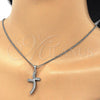 Collares con Dije 04.284.0014.4.22 Rodio Laminado, con Zirconia Cubica Blanca, Pulido, Rodinado (Grosor 02 MM, 22 Pulgadas de Largo)