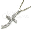 Collares con Dije 04.284.0014.4.22 Rodio Laminado, con Zirconia Cubica Blanca, Pulido, Rodinado (Grosor 02 MM, 22 Pulgadas de Largo)