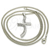 Collares con Dije 04.284.0014.4.22 Rodio Laminado, con Zirconia Cubica Blanca, Pulido, Rodinado (Grosor 02 MM, 22 Pulgadas de Largo)