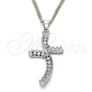 Collares con Dije 04.284.0014.4.22 Rodio Laminado, con Zirconia Cubica Blanca, Pulido, Rodinado (Grosor 02 MM, 22 Pulgadas de Largo)