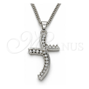 Collares con Dije 04.284.0014.4.22 Rodio Laminado, con Zirconia Cubica Blanca, Pulido, Rodinado (Grosor 02 MM, 22 Pulgadas de Largo)