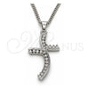 Collares con Dije 04.284.0014.4.22 Rodio Laminado, con Zirconia Cubica Blanca, Pulido, Rodinado (Grosor 02 MM, 22 Pulgadas de Largo)