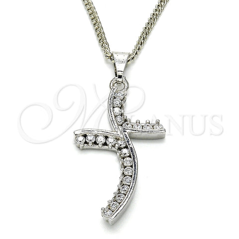 Collares con Dije 04.284.0014.4.22 Rodio Laminado, con Zirconia Cubica Blanca, Pulido, Rodinado (Grosor 02 MM, 22 Pulgadas de Largo)