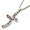 Collares con Dije 04.284.0014.5.22 Rodio Laminado, con Zirconia Cubica Granate y Blanca, Pulido, Rodinado (Grosor 02 MM, 22 Pulgadas de Largo)