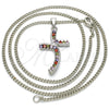 Collares con Dije 04.284.0014.7.22 Rodio Laminado, con Zirconia Cubica Multicolor, Pulido, Rodinado (Grosor 02 MM, 22 Pulgadas de Largo)