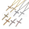 Collares con Dije 04.284.0013.1.22 Oro Laminado, Diseño de Cruz, con Granate and Blanca Zirconia Cubica, Pulido, Tono Dorado (02 MM Thickness, 22 Inches Length)