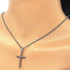 Collares con Dije 04.284.0013.5.22 Rodio Laminado, Diseño de Cruz, con Zirconia Cubica Granate y Blanca, Pulido, Rodinado (Grosor 02 MM, 22 Pulgadas de Largo)