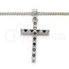 Collares con Dije 04.284.0013.6.22 Rodio Laminado, Diseño de Cruz, con Zirconia Cubica Negro y Cristal Blanca, Pulido, Rodinado (Grosor 02 MM, 22 Pulgadas de Largo)
