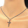 Collares con Dije 04.284.0013.7.22 Rodio Laminado, Diseño de Cruz, con Multicolor Zirconia Cubica, Pulido, Rodinado (02 MM Thickness, 22 Inches Length)