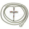 Collares con Dije 04.284.0013.7.22 Rodio Laminado, Diseño de Cruz, con Multicolor Zirconia Cubica, Pulido, Rodinado (02 MM Thickness, 22 Inches Length)