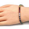 Pulsera Tennis 03.221.0056.6.08 Oro Laminado, con Multicolor Zirconia Cubica, Pulido, Tono Dorado (05 MM Thickness, 8 Inches Length)