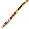 Pulsera Tennis 03.221.0056.6.08 Oro Laminado, con Multicolor Zirconia Cubica, Pulido, Tono Dorado (05 MM Thickness, 8 Inches Length)