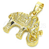 Dije Elegante 05.213.0048 Oro Laminado, Diseño de Elefante, Pulido, Tono Dorado