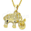 Dije Elegante 05.213.0048 Oro Laminado, Diseño de Elefante, Pulido, Tono Dorado