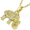 Dije Elegante 05.213.0048 Oro Laminado, Diseño de Elefante, Pulido, Tono Dorado