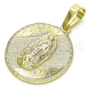 Dije Religioso 05.213.0052 Oro Laminado, Diseño de Guadalupe, Diamantado, Tono Dorado