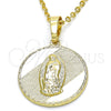 Dije Religioso 05.213.0052 Oro Laminado, Diseño de Guadalupe, Diamantado, Tono Dorado
