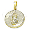 Dije Religioso 05.213.0052 Oro Laminado, Diseño de Guadalupe, Diamantado, Tono Dorado