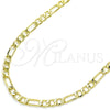 Gargantilla Basica 04.213.0113.22 Oro Laminado, Diseño de Figaro, Pulido, Tono Dorado (Grosor 04 MM, 22 Pulgadas de Largo)