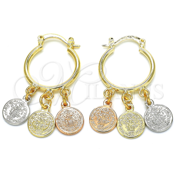 Argolla Pequeña 02.63.2660.20 Oro Laminado, Diseño de San Benito, Pulido, Tres Tonos