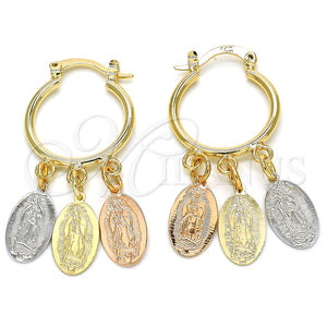 Argolla Pequeña 02.63.2661.20 Oro Laminado, Diseño de Guadalupe, Pulido, Tres Tonos