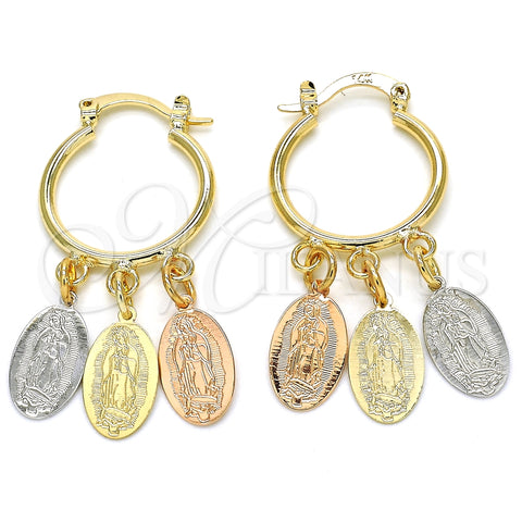 Argolla Pequeña 02.63.2661.20 Oro Laminado, Diseño de Guadalupe, Pulido, Tres Tonos