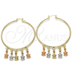 Argolla Grande 02.63.2662.55 Oro Laminado, Diseño de Tortuga, Pulido, Tres Tonos