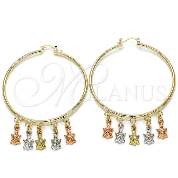 Argolla Grande 02.63.2662.55 Oro Laminado, Diseño de Tortuga, Pulido, Tres Tonos