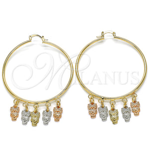 Argolla Grande 02.63.2663.55 Oro Laminado, Diseño de Búho, Pulido, Tres Tonos