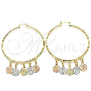 Argolla Grande 02.63.2660.55 Oro Laminado, Diseño de San Benito, Pulido, Tres Tonos