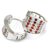 Argolla Huggie 02.217.0068.3.15 Rodio Laminado, con Zirconia Cubica Granate y Blanca, Pulido, Rodinado